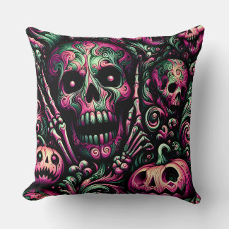 HALLOWEEN ~ SKULLS ~ Spooky teeth, pumpkins~ Cushion