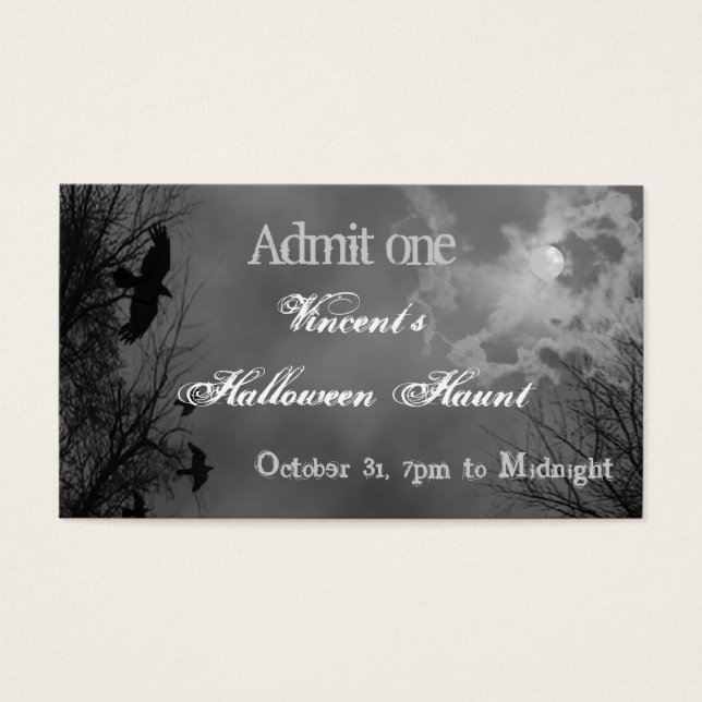 Halloween Sky with Ravens Custom Party Ticket (Front)