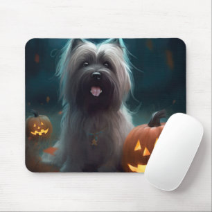 Halloween Skye Terrier With Pumpkins Scary Mouse Pad