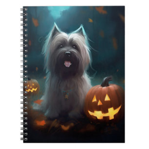 Halloween Skye Terrier With Pumpkins Scary  Notebook