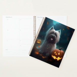 Halloween Skye Terrier With Pumpkins Scary  Planner