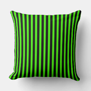 Halloween Slime Green and Black Striped Cushion