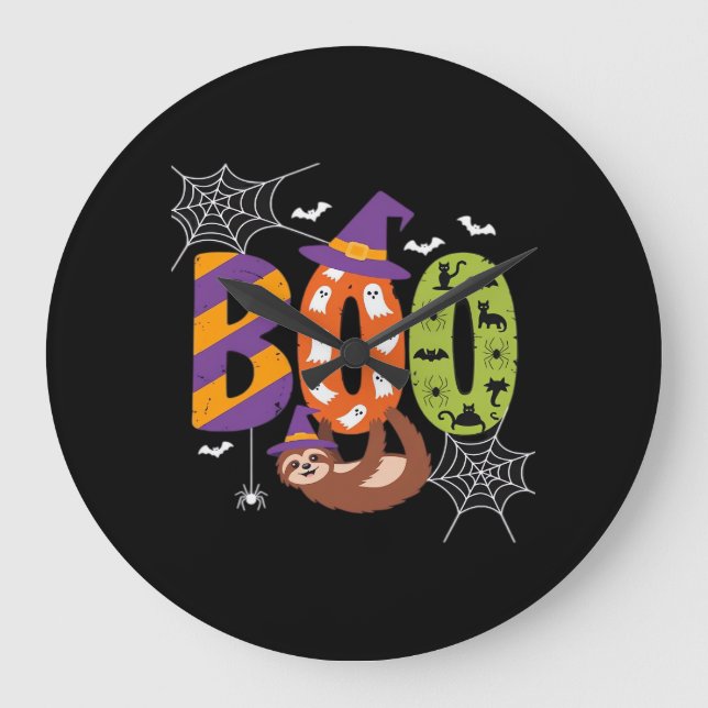 Halloween Sloth Boo Lazy Essential T-Shirt Large Clock (Front)
