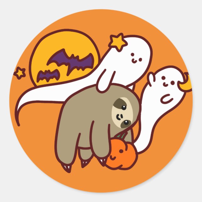Halloween Sloth Classic Round Sticker (Front)