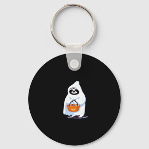 Halloween sloth dressed as ghost going trick or tr key ring