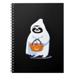 Halloween sloth dressed as ghost going trick or tr notebook