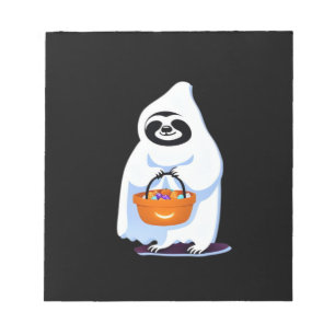 Halloween sloth dressed as ghost going trick or tr notepad