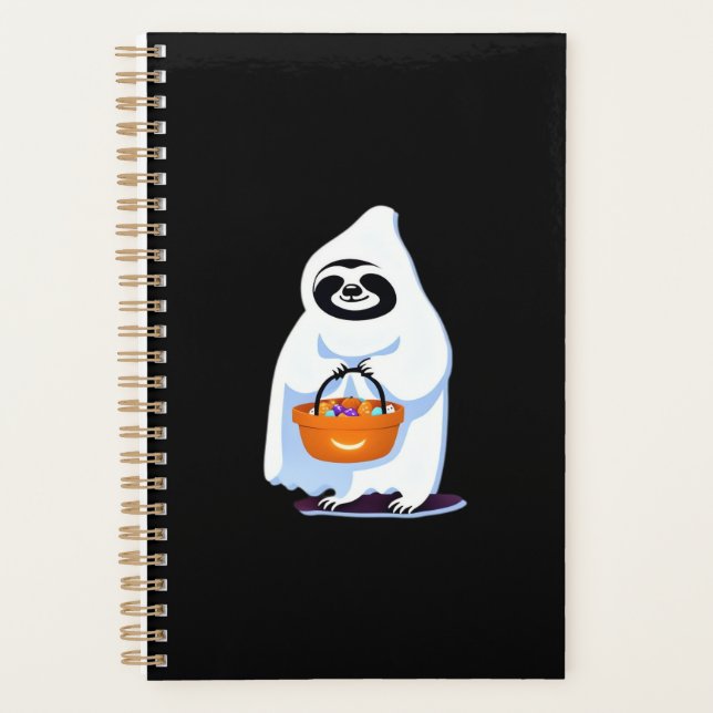 Halloween sloth dressed as ghost going trick or tr planner (Front)