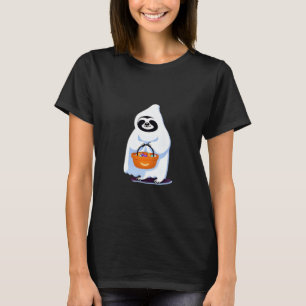 Halloween sloth dressed as ghost going trick or tr T-Shirt