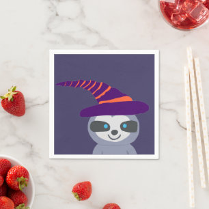 Halloween Sloth in Witch's Hat Napkin