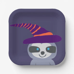 Halloween Sloth in Witch's Hat  Paper Plate
