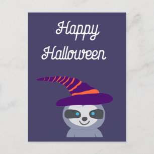 Halloween Sloth in Witch's Hat Postcard
