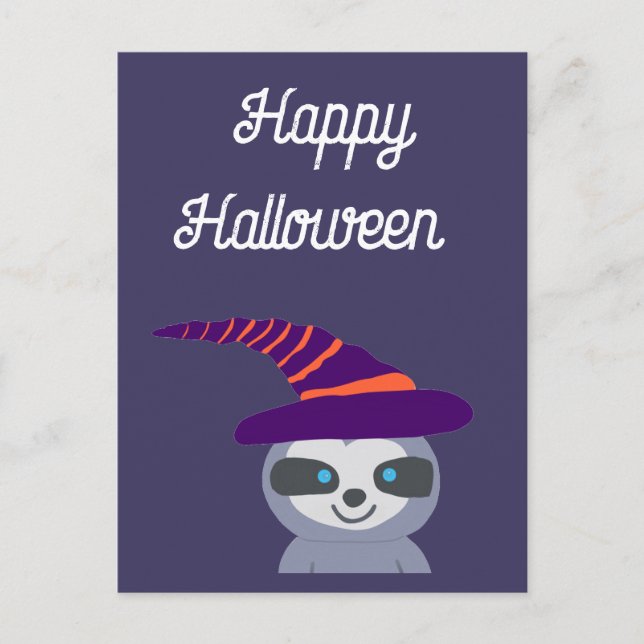 Halloween Sloth in Witch's Hat  Postcard (Front)