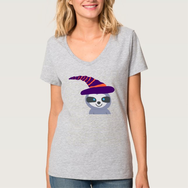 Halloween Sloth in Witch's Hat  T-Shirt (Front)