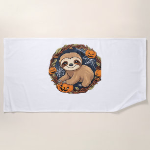 Halloween, Sloth, October 31st, Thanksgiving Class Beach Towel
