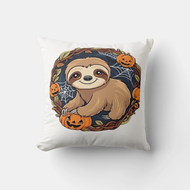 Halloween, Sloth, October 31st, Thanksgiving Class Cushion (Front)