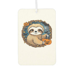 Halloween sloth, pumpkin, bat, spider, spider web car air freshener