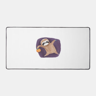 Halloween sloth, pumpkin, bat, spider, spider web  desk mat