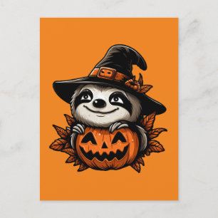 Halloween Sloth Pumpkin Festivity Postcard