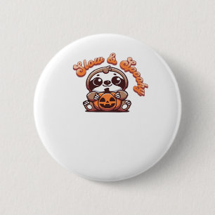 Halloween Sloth Slow and Spooky Cute Sloth Pumpkin 6 Cm Round Badge