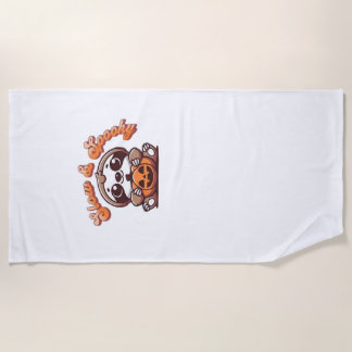 Halloween Sloth Slow and Spooky Cute Sloth Pumpkin Beach Towel