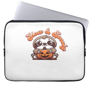 Halloween Sloth Slow and Spooky Cute Sloth Pumpkin Laptop Sleeve