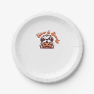 Halloween Sloth Slow and Spooky Cute Sloth Pumpkin Paper Plate