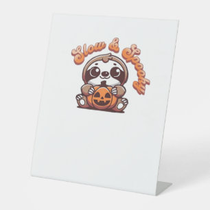 Halloween Sloth Slow and Spooky Cute Sloth Pumpkin Pedestal Sign