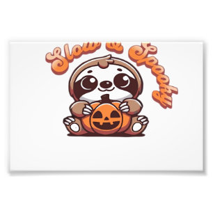 Halloween Sloth Slow and Spooky Cute Sloth Pumpkin Photo Print