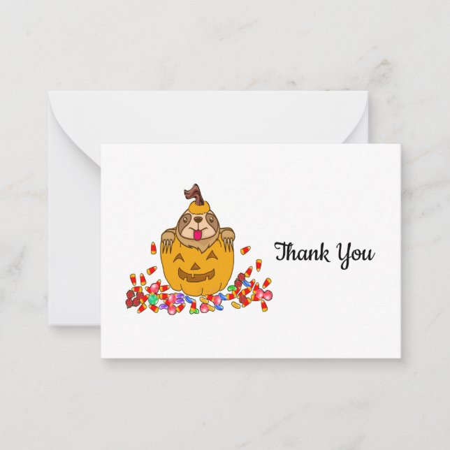 Halloween Sloth Thank You Cards (Front)