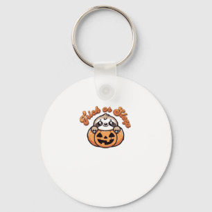 Halloween Sloth Trick or Sleep Cute Sloth Pumpkin  Key Ring