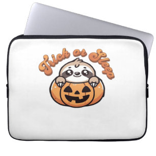 Halloween Sloth Trick or Sleep Cute Sloth Pumpkin Laptop Sleeve