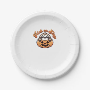 Halloween Sloth Trick or Sleep Cute Sloth Pumpkin  Paper Plate