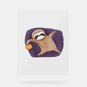 Halloween Sloth with Pumpkin Classic T-Shirt Acrylic Sign