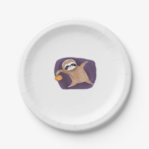 Halloween Sloth with Pumpkin Classic T-Shirt Paper Plate