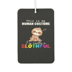 Halloween Slothful Design, This is my Human Costum Car Air Freshener