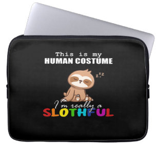 Halloween Slothful Design, This is my Human Costum Laptop Sleeve