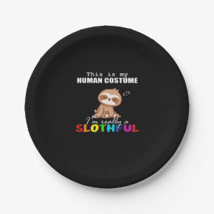 Halloween Slothful Design, This is my Human Costum Paper Plate