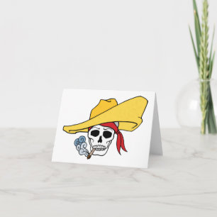Halloween Smoking Skull with Bandanna Cartoon Card