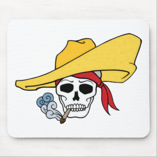 Halloween Smoking Skull with Bandanna Cartoon Mouse Pad