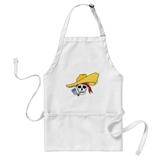 Halloween Smoking Skull with Bandanna Cartoon Standard Apron (Front)
