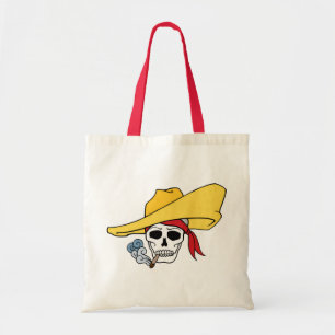 Halloween Smoking Skull with Bandanna Cartoon Tote Bag