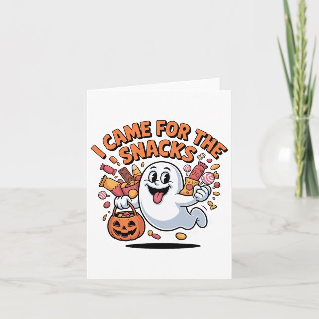 Halloween Snacks Ghost Funny Trick-or-treat Candy  Card (Front)