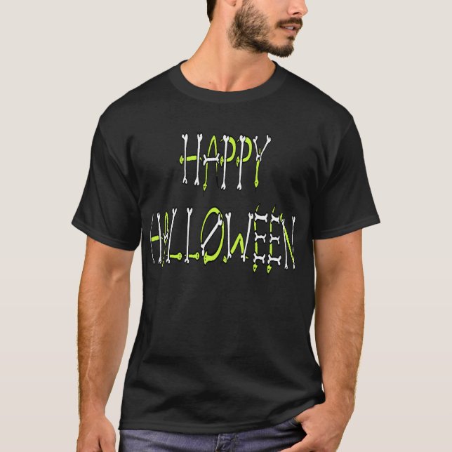 Halloween Snakes and Bones Text T-Shirt (Front)