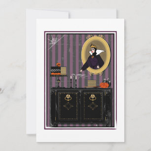 Halloween Snow White witch and cake invitation