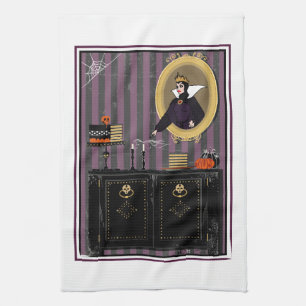 Halloween Snow White witch and cake kitchen towel