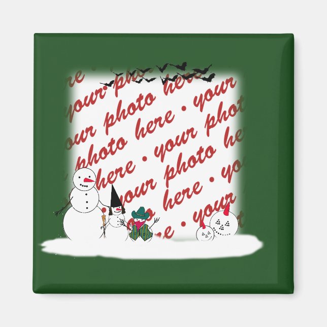 Halloween Snowmen Photo Frame Magnet (Front)