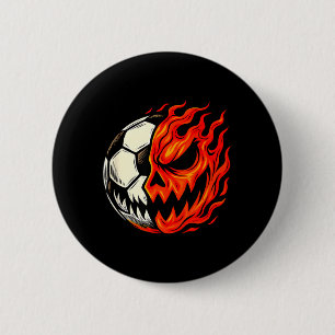 Halloween Soccer Ball Pumpkin Flame Scary Face 6 Cm Round Badge