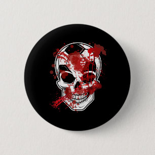Halloween Soccer Byll Pumpkin Skull Soccer Player 6 Cm Round Badge