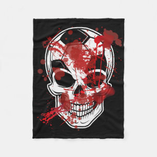 Halloween Soccer Byll Pumpkin Skull Soccer Player  Fleece Blanket